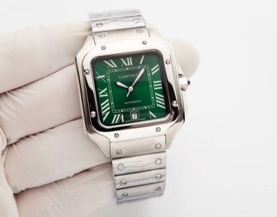 Cartier Santos 316L Steel Imported 8215 Movement 47.5*39.8MM Green/Blue Dial Men Watch